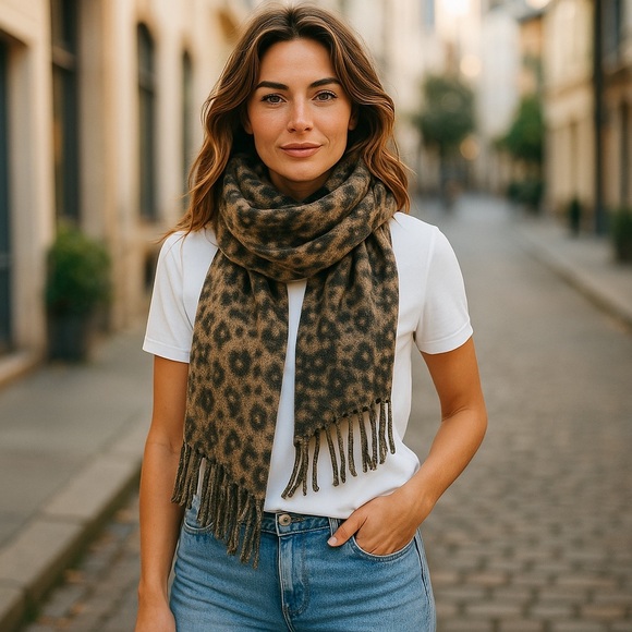 GAP Leopard Fringe Scarf – NWT – Soft & Cozy – - Picture 1 of 10